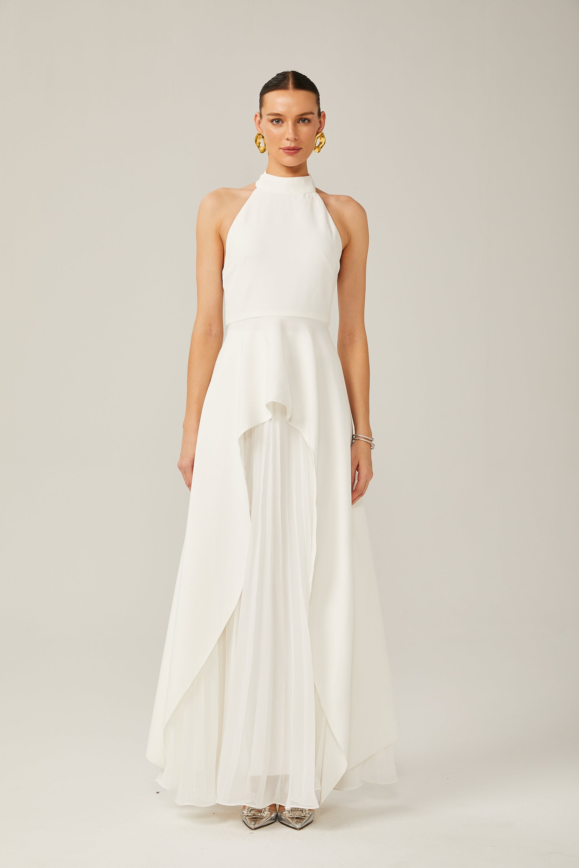 Reya | feminines langes Kleid mit Neckholder-Ausschnitt
