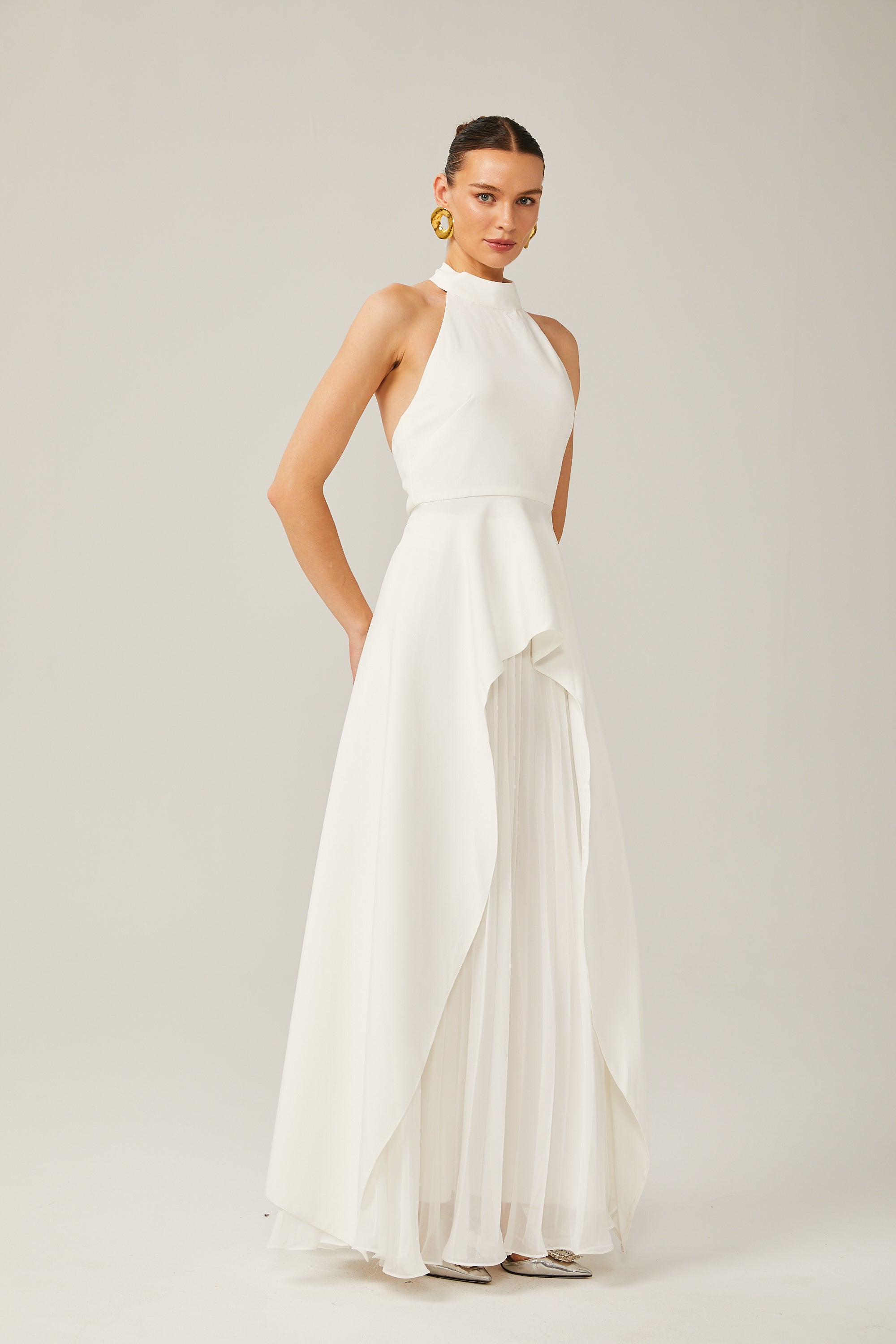 Reya | feminines langes Kleid mit Neckholder-Ausschnitt