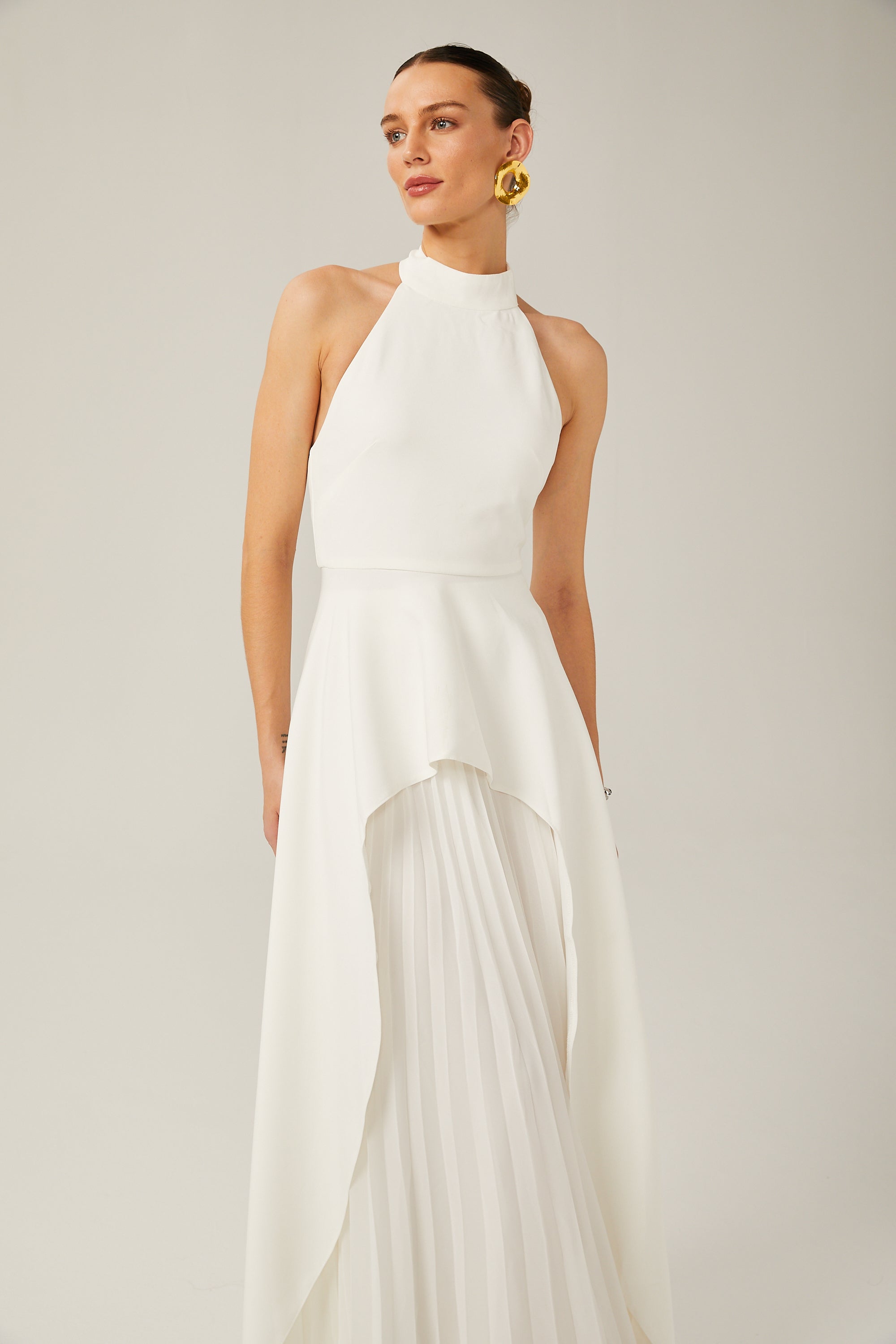 Reya | feminines langes Kleid mit Neckholder-Ausschnitt