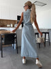 Isbel | Ärmelloses Kleid mit Bindegürtel aus Denim