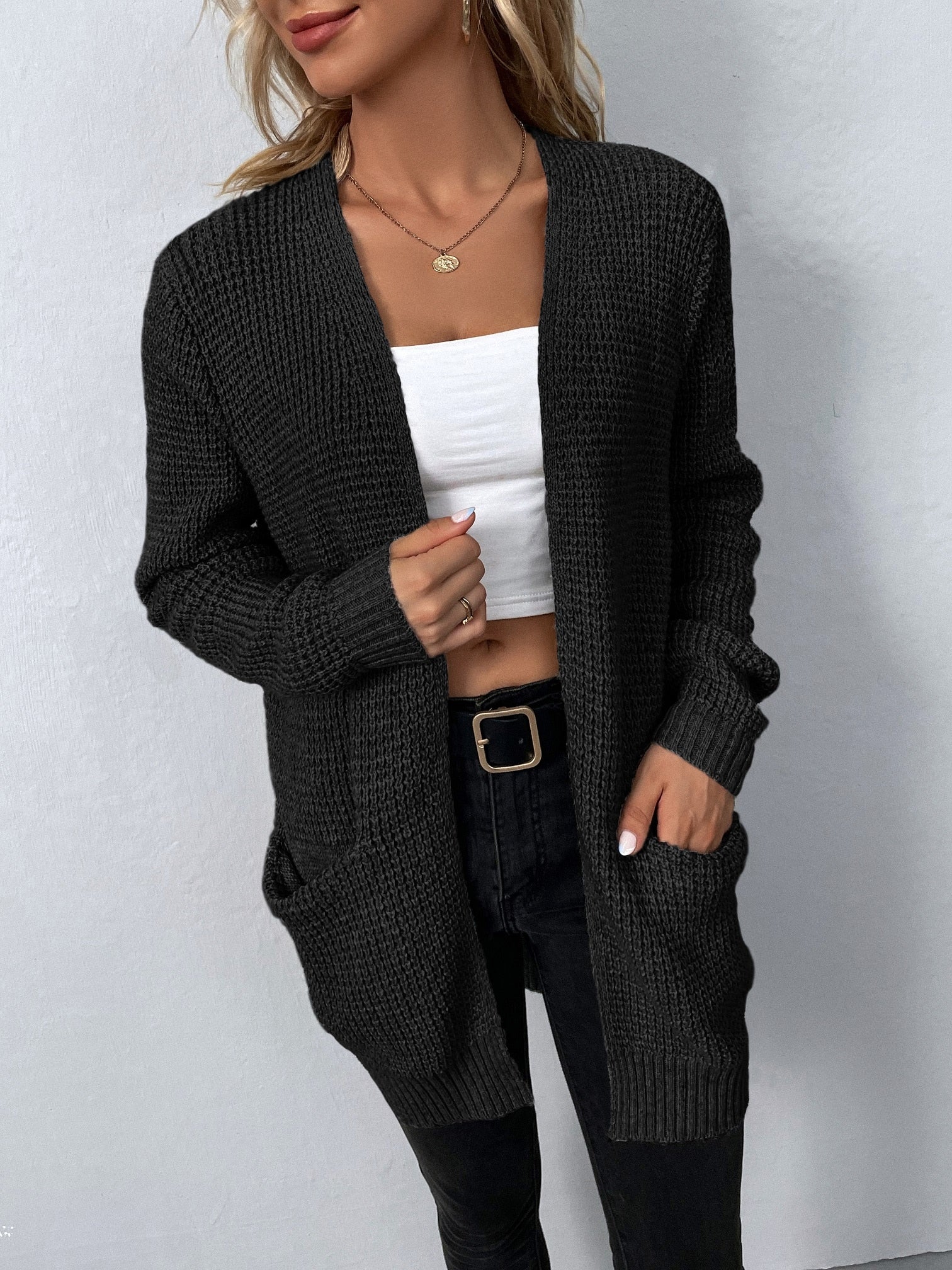 Malia™ – Stylischer Strickpullover - Grau / S