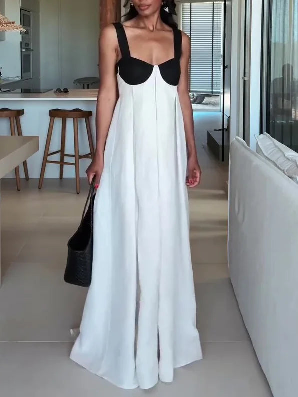 Ria | Zweifarbiges Bustier-Maxikleid