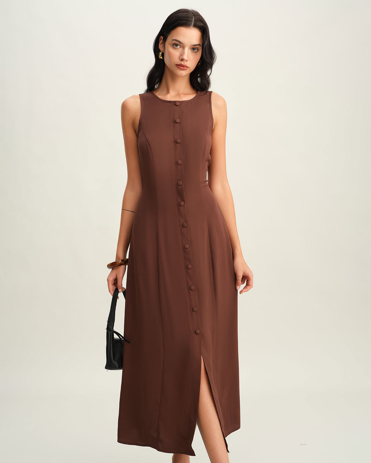 Bhaby | Ärmelloses Midikleid mit Knopfleiste