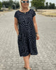 Hallie | elegantes Sommerkleid mit Rundhalsausschnitt und hübschem Print