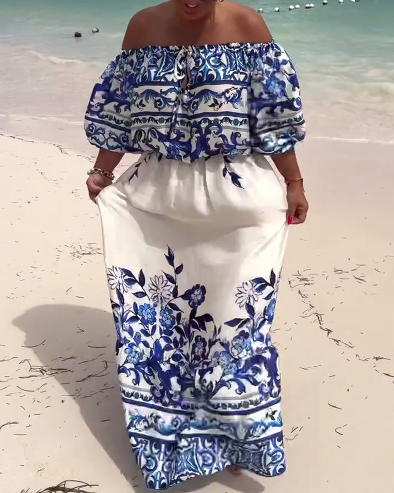 Emilia™ | Luftiges Off-Shoulder-Kleid mit sommerlichem Print