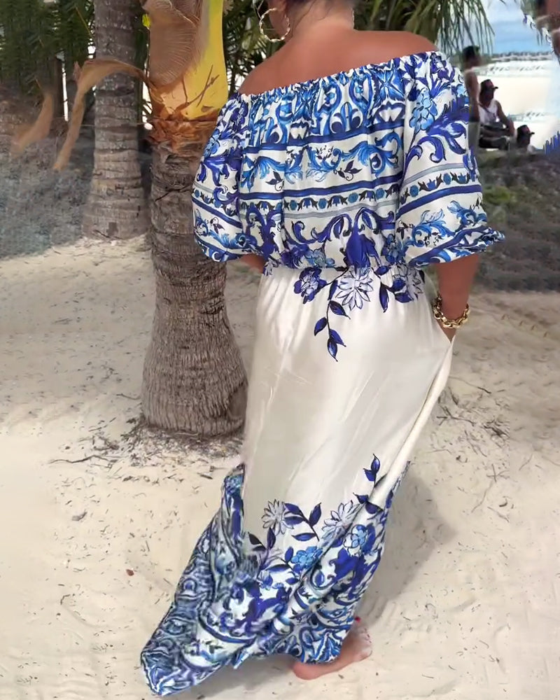 Emilia™ | Luftiges Off-Shoulder-Kleid mit sommerlichem Print