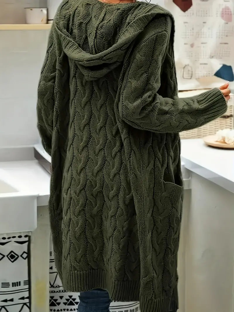Isabell | Damen-Cardigan mit Taschen - Armeegrün / S