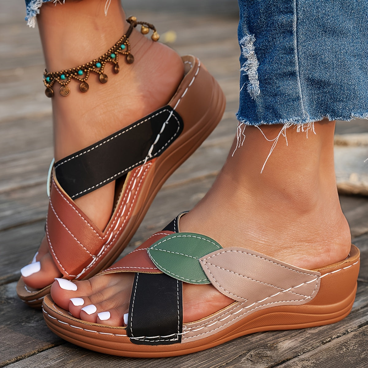 Imani | Blatt Vibe Keilabsatz-Sandalen