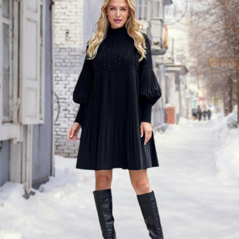 Liarra | Kleid mit Laternenärmeln & Stehkragen