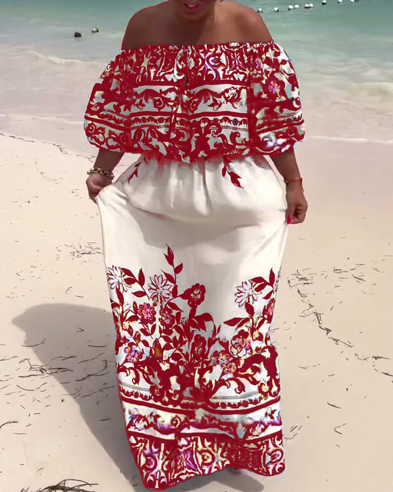 Emilia™ | Luftiges Off-Shoulder-Kleid mit sommerlichem Print