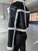 Marcelline™ – Elegante Lederjacke mit Plüschbesatz - Jackets - Schwarz Ecru / S