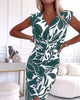 Lenna | Elegantes schmal geschnittenes Kleid mit Blätterfalten und Schlitz