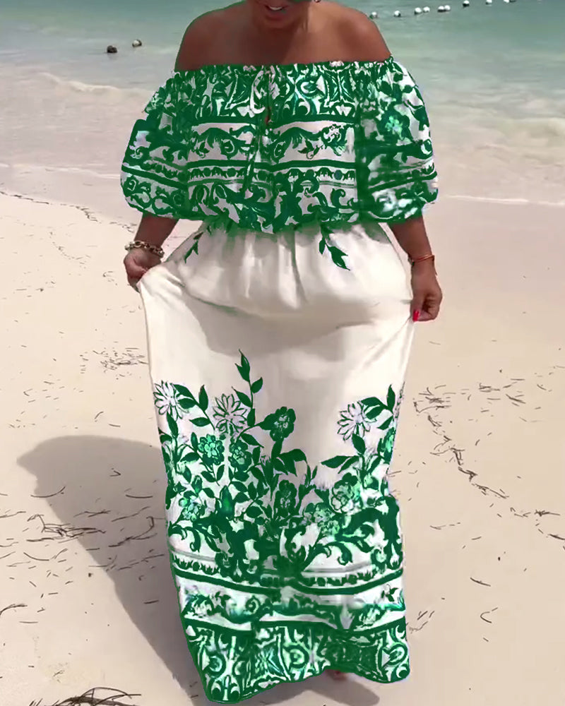 Emilia™ | Luftiges Off-Shoulder-Kleid mit sommerlichem Print