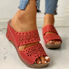 Cari | Bestickte Wedge-Sandalen aus Leder