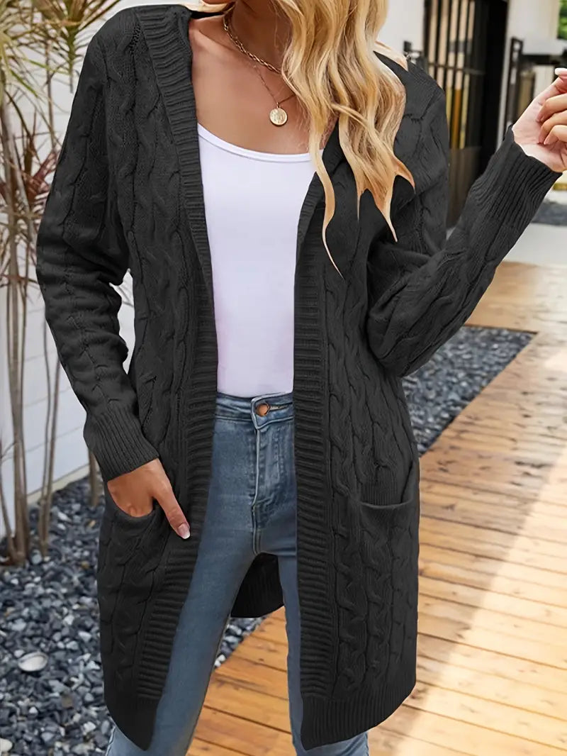 Isabell | Damen-Cardigan mit Taschen - Dunkelgrau / S