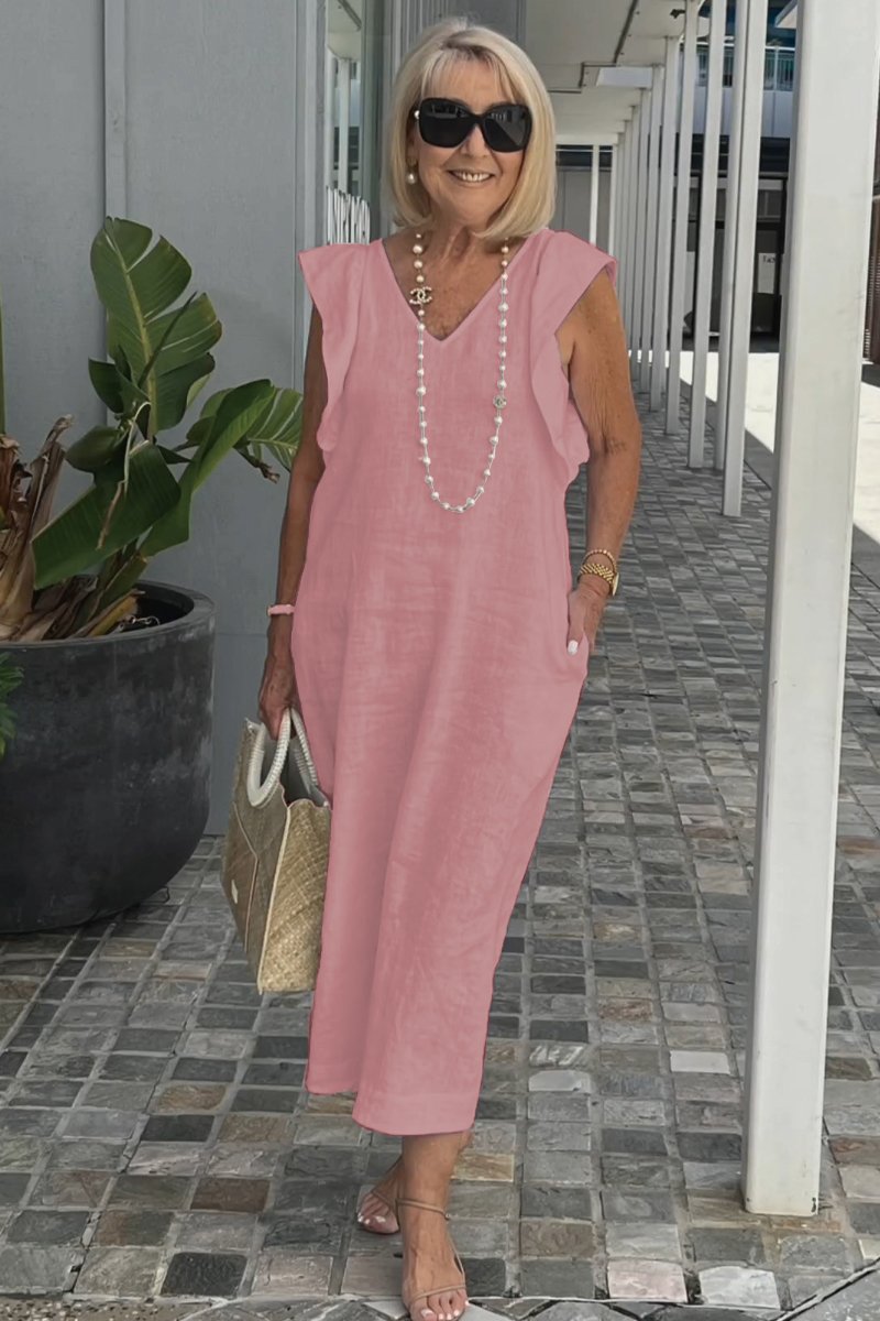 Emelia | bequemes Leinenkleid, lässiger Look mit weitem Arm.