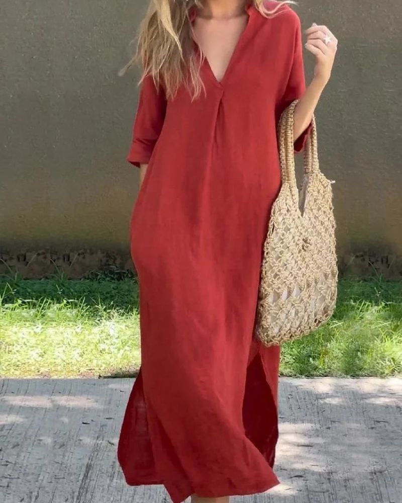 Azariah™ | Leinenkleid mit praktischen Taschen
