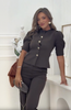 Alicia | Damen-Set, Puffärmel-Top & ausgestellte Hose