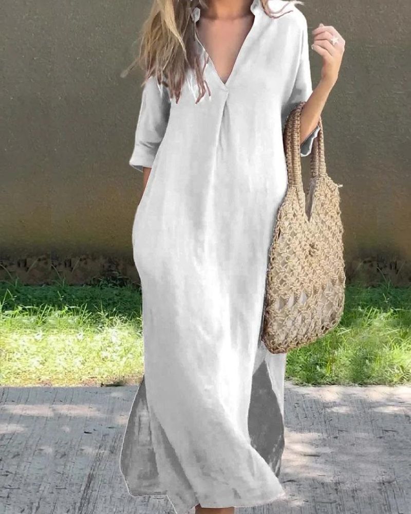 Azariah™ | Leinenkleid mit praktischen Taschen