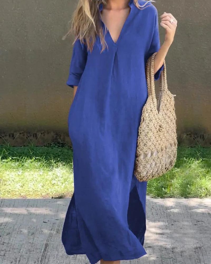 Azariah™ | Leinenkleid mit praktischen Taschen
