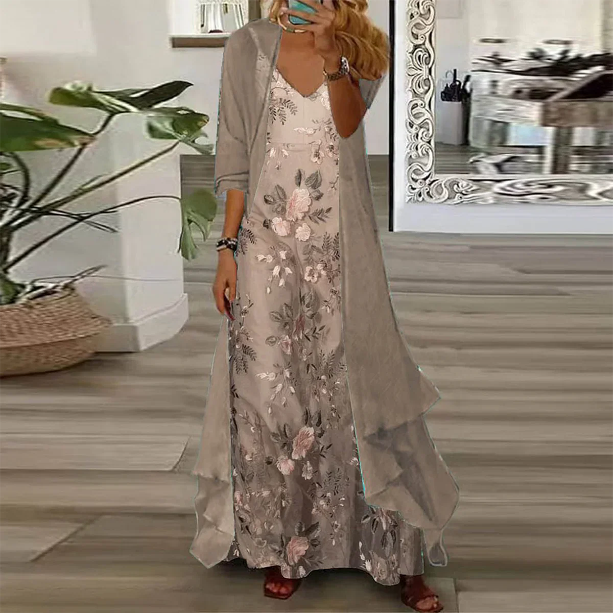 Lakelyn | modisches Maxikleid mit leichter Jacket