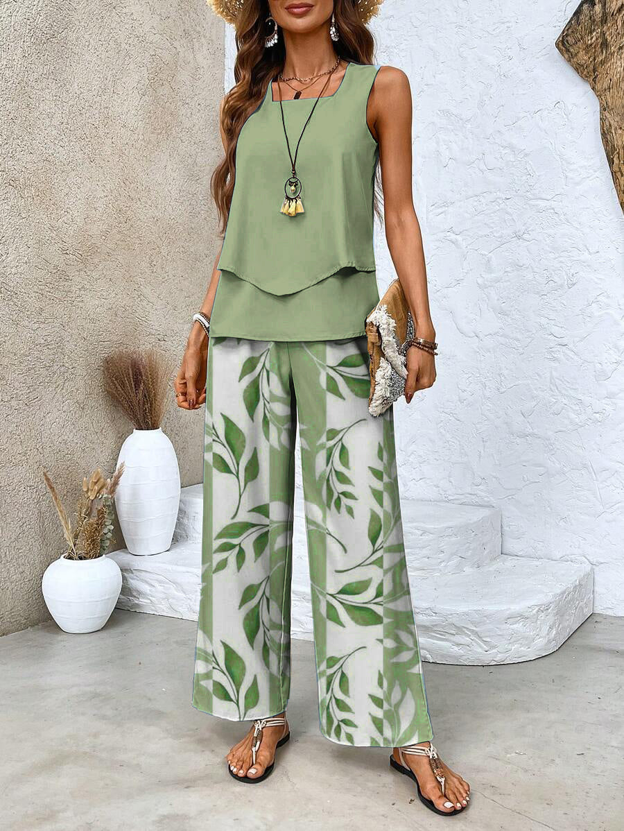Ratchel | Modisches Damen-Set mit bedrucktem Top und passender Hose