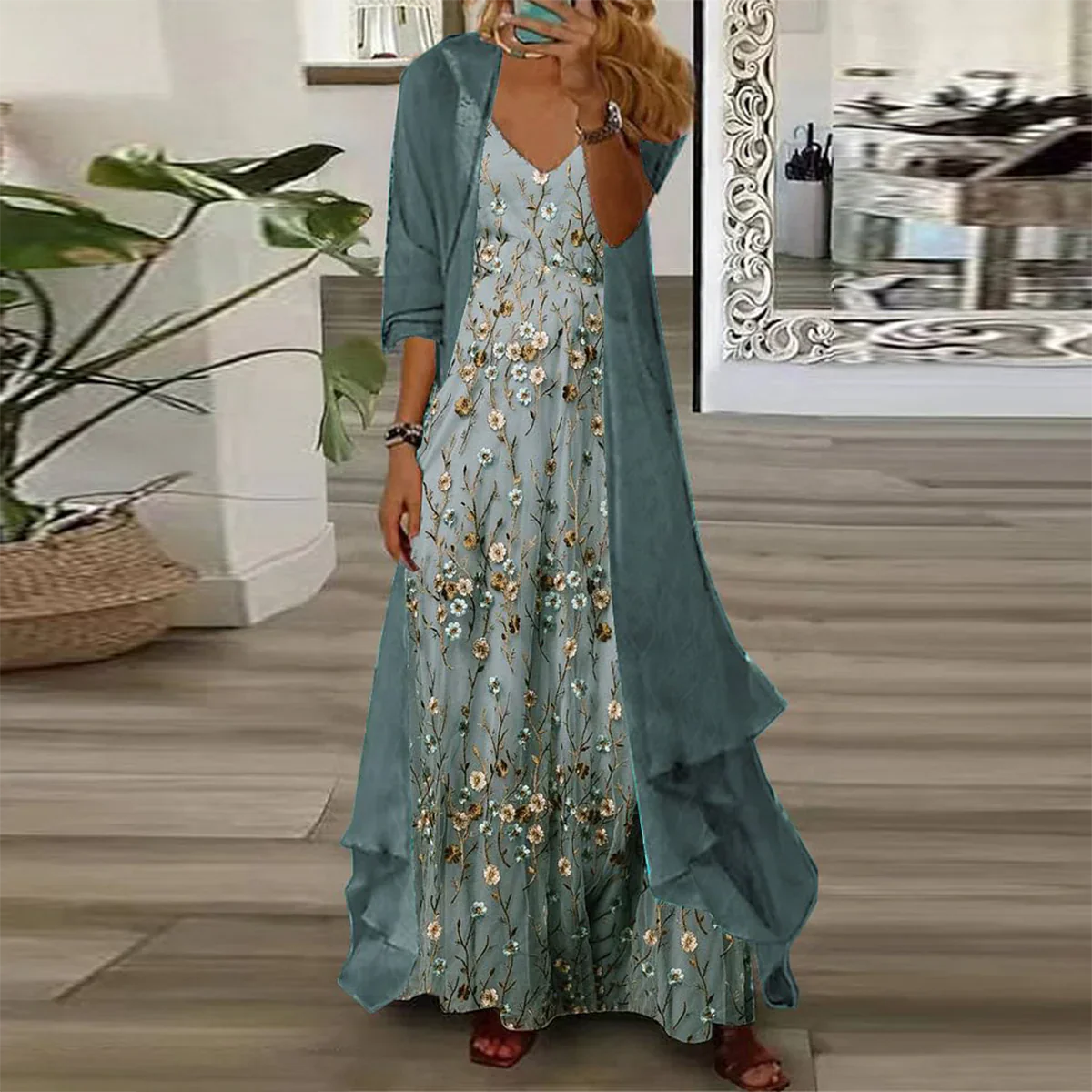 Lakelyn | modisches Maxikleid mit leichter Jacket