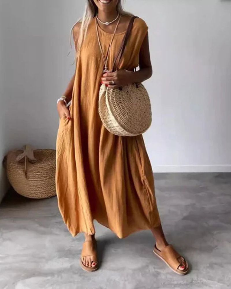 Blanne | Boho-Schickes ärmelloses Midikleid