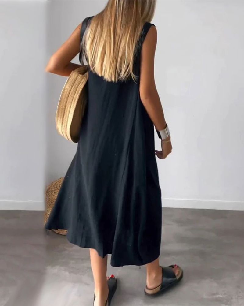 Blanne | Boho-Schickes ärmelloses Midikleid