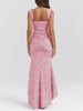 Charleigh | blaues Kleid mit floralem Glockenblumen-Design
