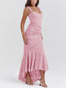 Charleigh | blaues Kleid mit floralem Glockenblumen-Design