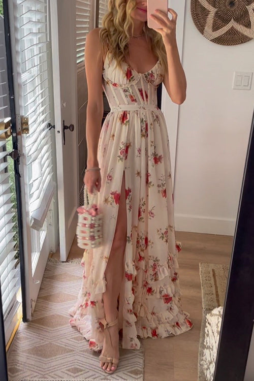 Celina | modisches Kleid mit Blumenprint in Maxi-Länge