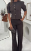 Alicia | Damen-Set, Puffärmel-Top & ausgestellte Hose