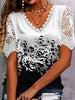 Juliana | elegantes Top mit Spitzenbesatz und floralem Schmetterlingsdesign