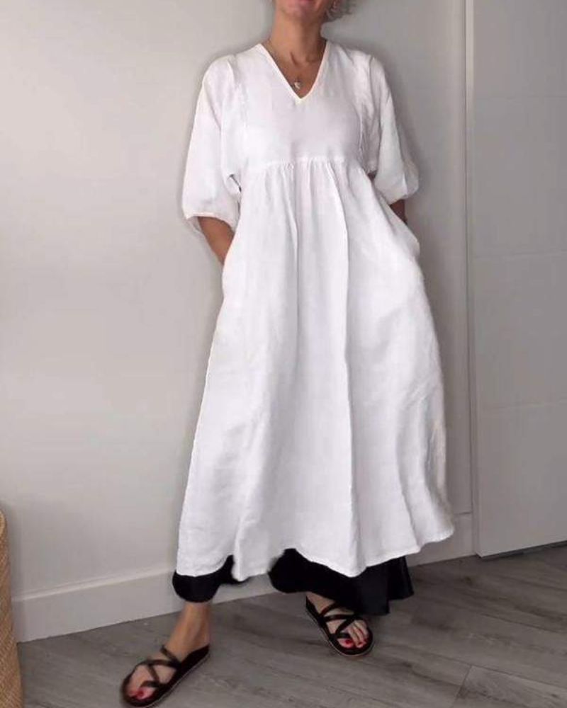 Winona | feminines Maxikleid mit schmeichelndem V-Ausschnitt