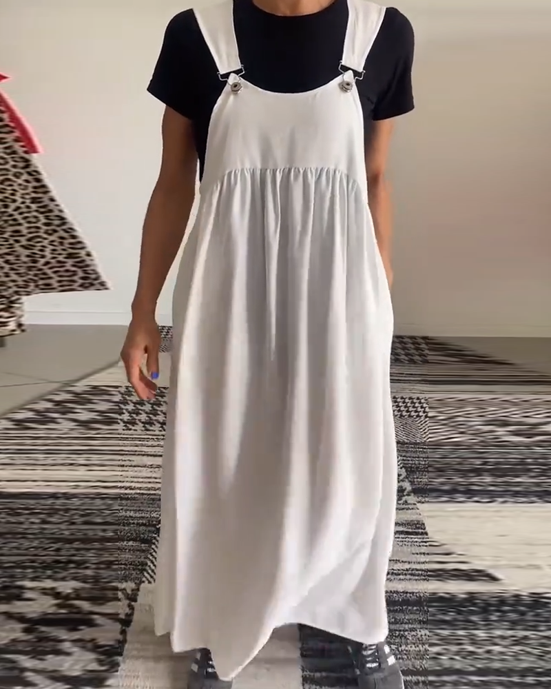 Molly | Lässiges einfarbiges Kleid mit Hosenträgern
