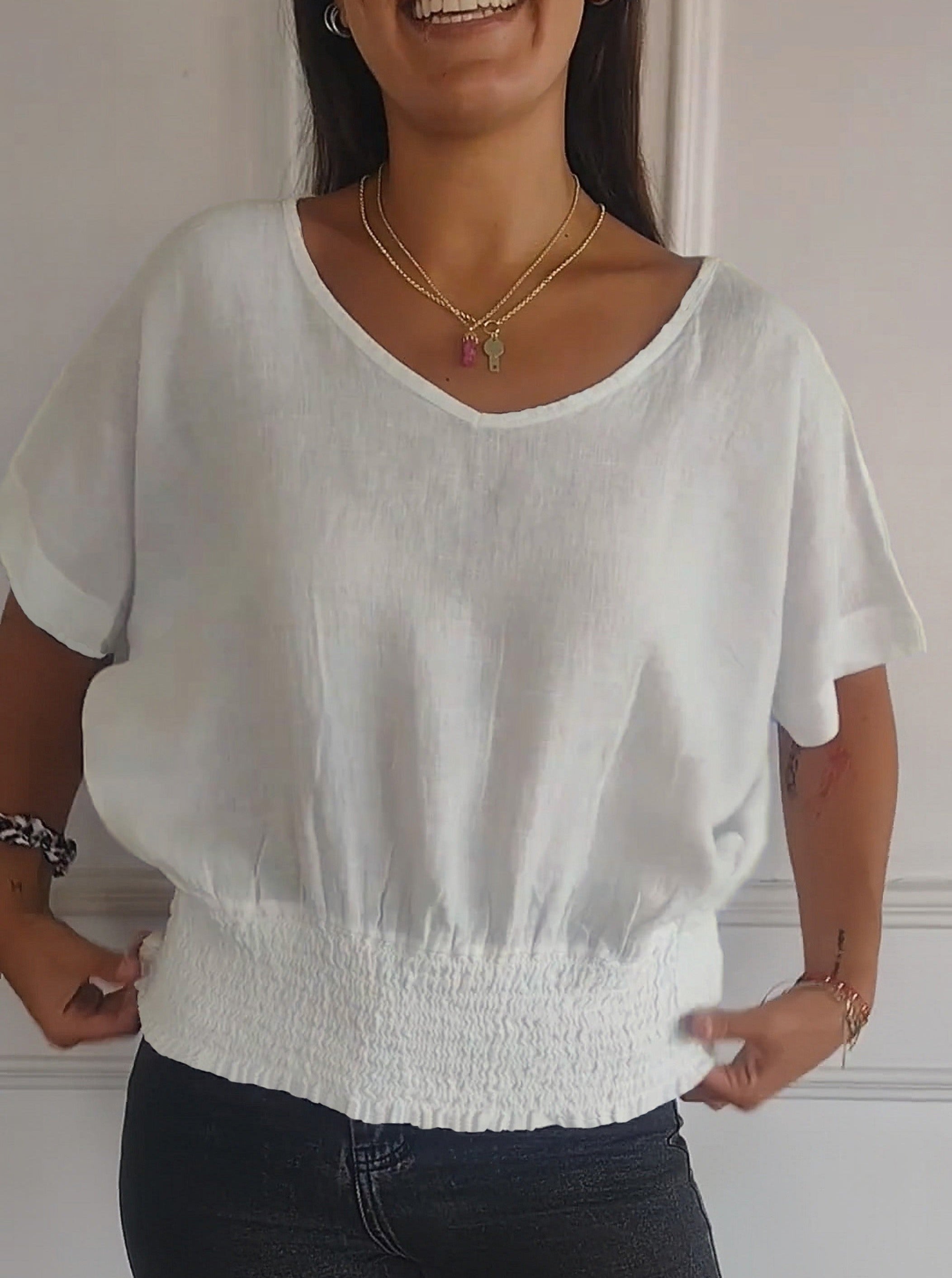 Nadia™ | Einfaches T-Shirt mit mittellangen Ärmeln