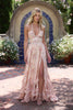Mary | Kleid im Pfirsich-Tapisserie-Stil