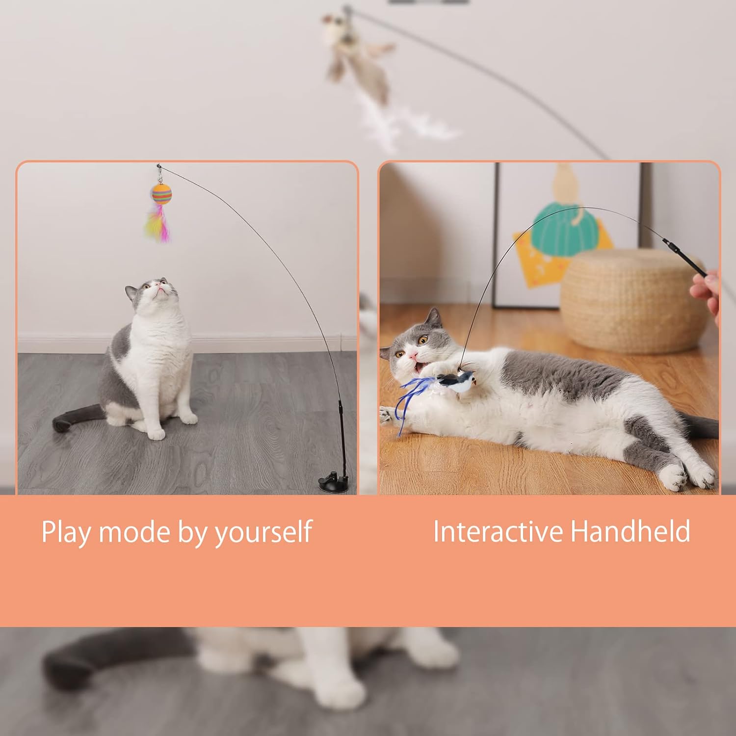 VivaVeder™ | Interaktives Katzenspielzeug natürliche Vogelfeder | 50% RABATT HEUTE! - Weiß