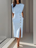 Nice | Einfarbiges Midikleid mit Knopfleiste