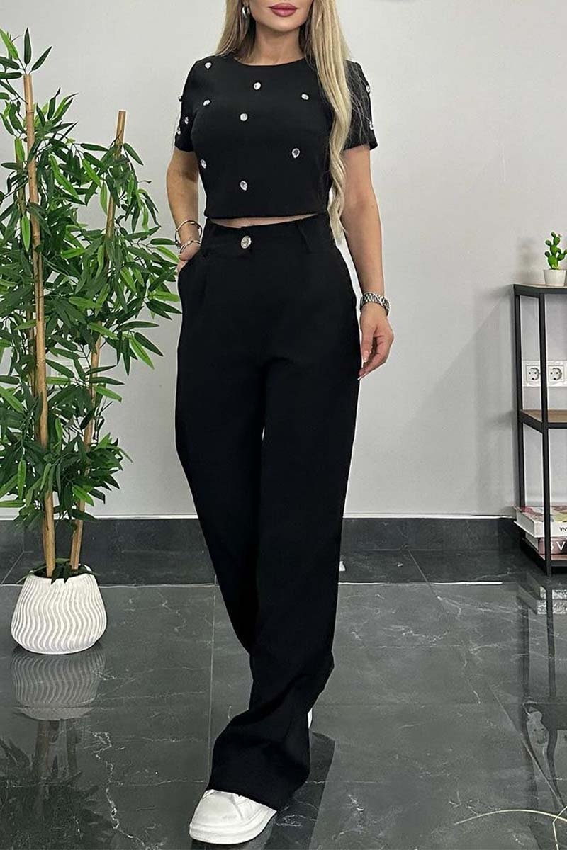 Carmixa | Top & Hose Set mit Diamant-Verzierung