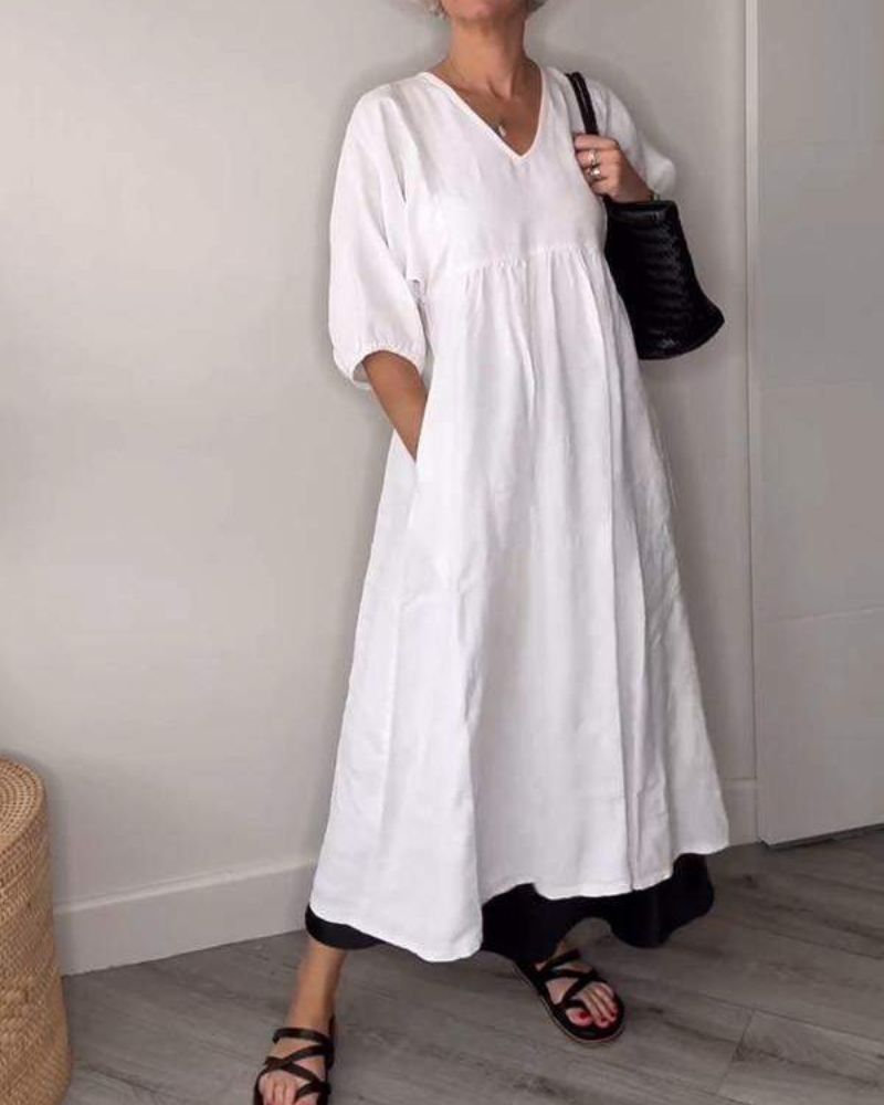 Winona | feminines Maxikleid mit schmeichelndem V-Ausschnitt