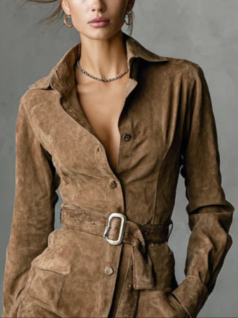 Zelena | Midi-Wildlederkleid