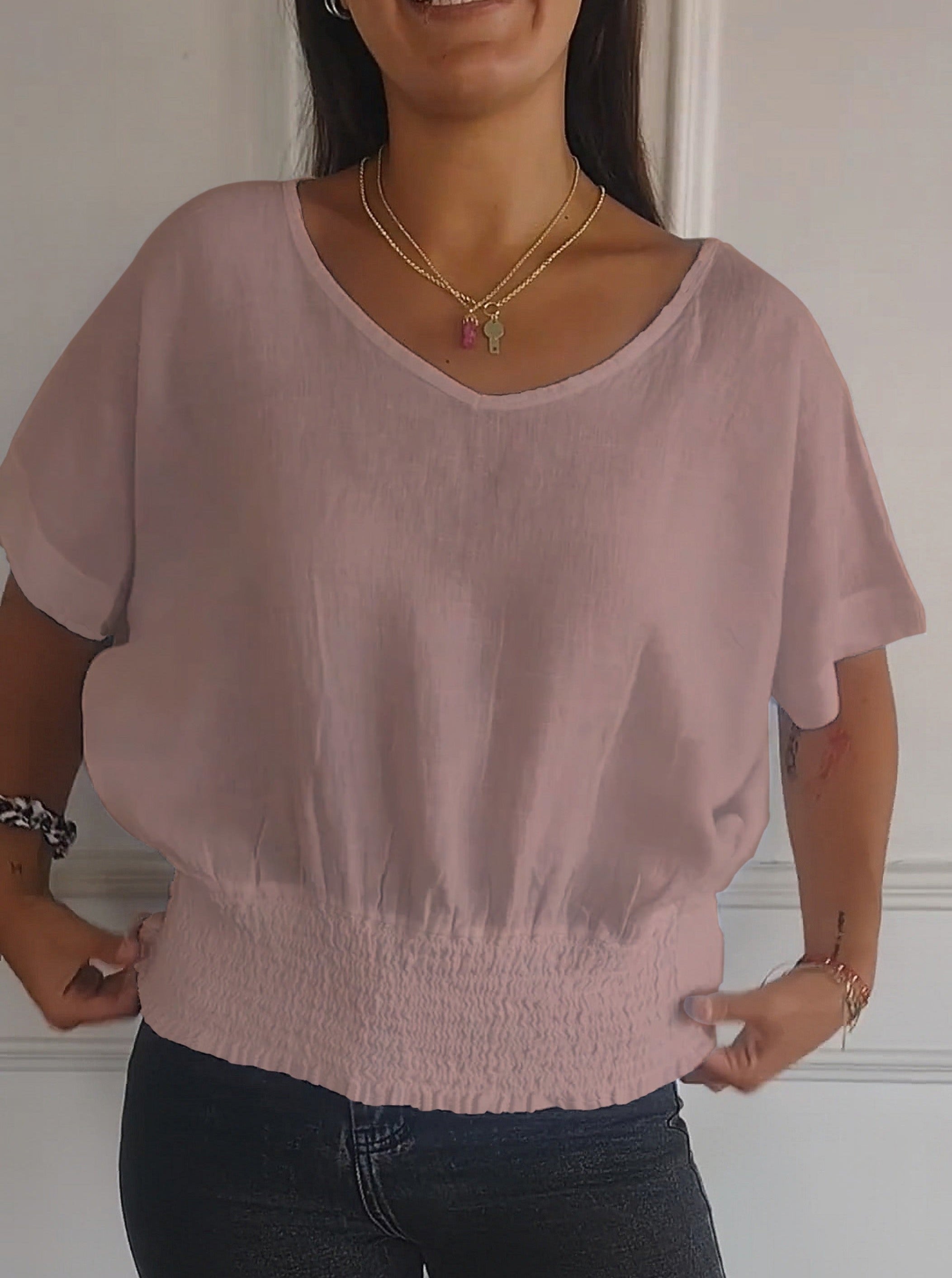 Nadia™ | Einfaches T-Shirt mit mittellangen Ärmeln