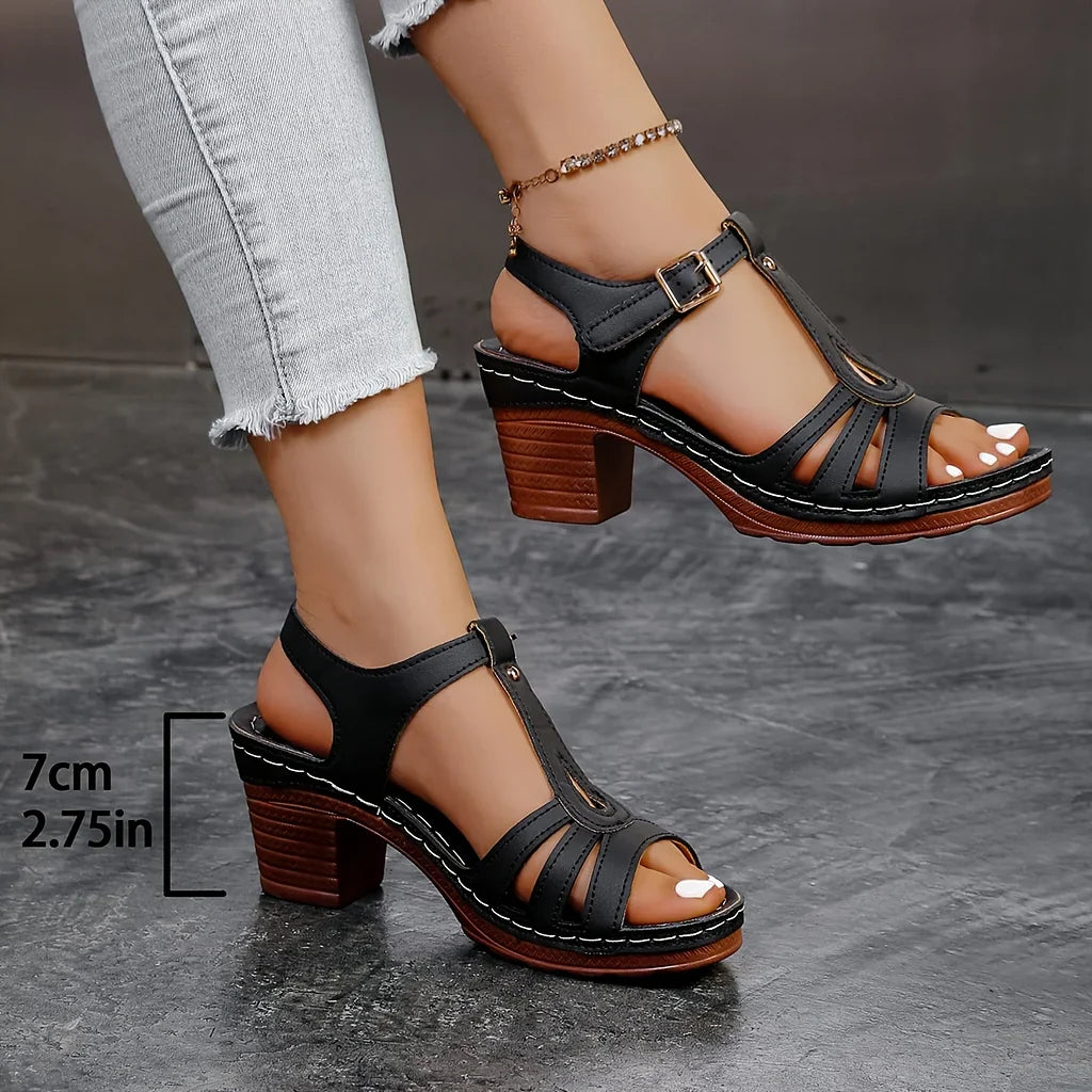 Lotus | Damen Sandalen mit Blockabsatz und Cut-Outs