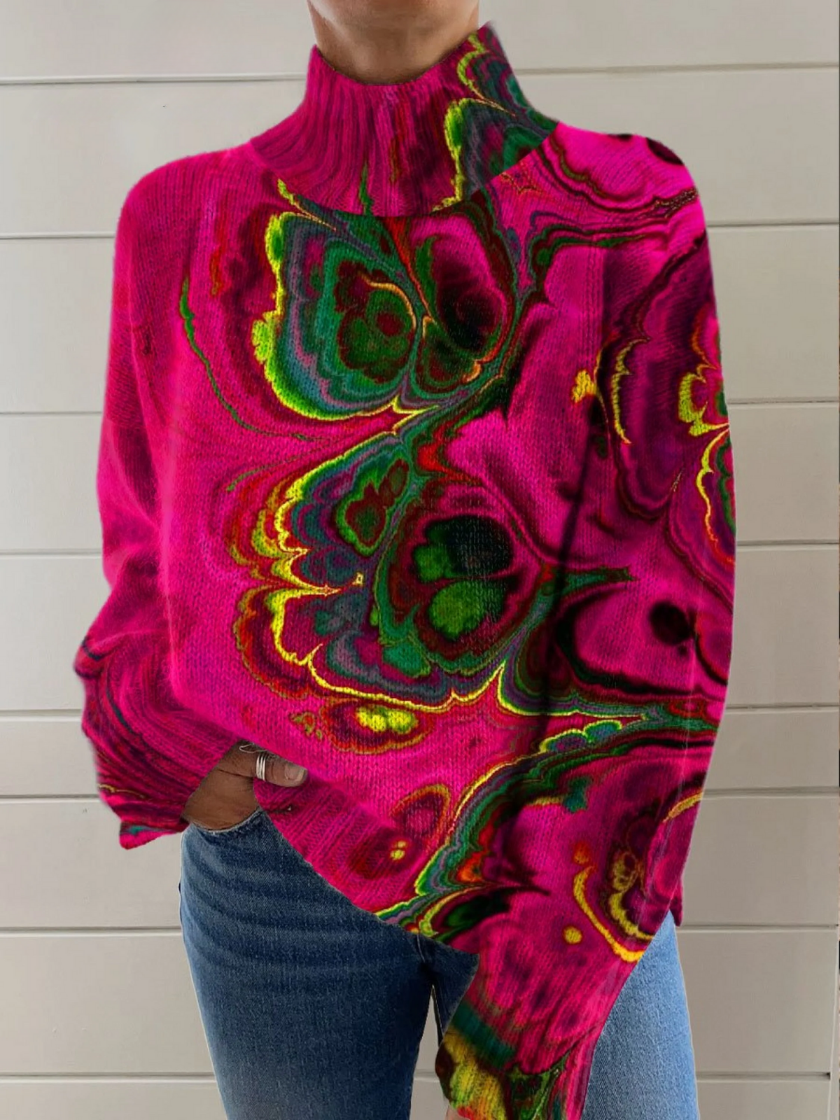 Zhera | Strickpullover mit abstraktem Kunstmuster