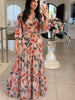 Xeren | Maxikleid mit V-Ausschnitt und voluminösen Ärmeln