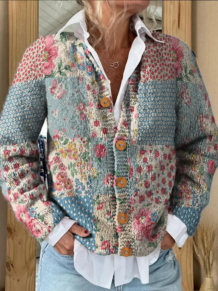 Carmela | Strickjacke mit Blumenmuster