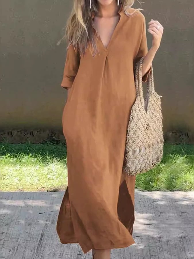 Rosanna | Schlichtes Kleid aus Baumwolle und Leinen