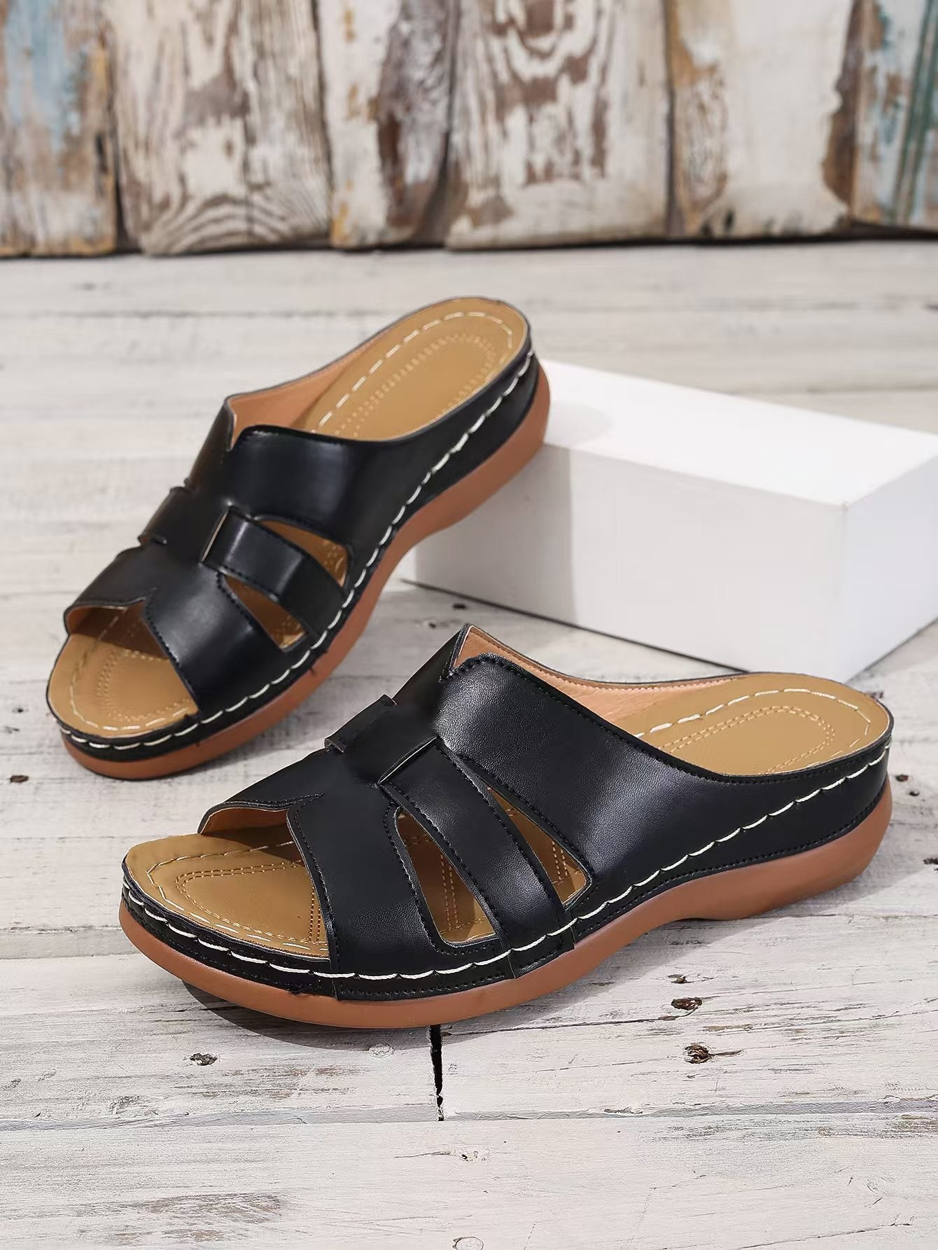 Mylah™ | Orthopädische Damenpantoffeln aus Leder mit offenen Zehen